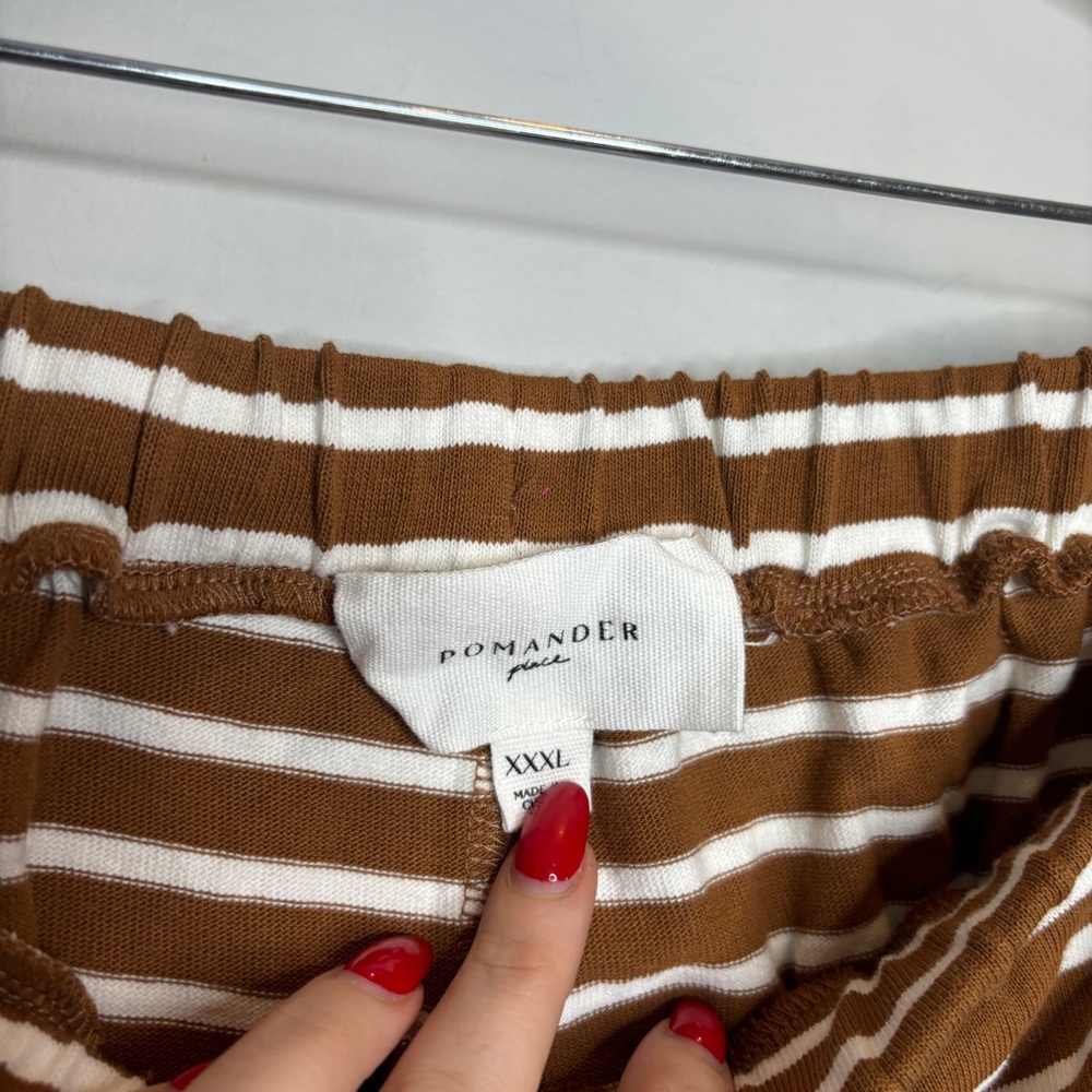 Pomander Place Stripe Knit Odie Tee & Olympia Shorts SET XXXL Brown Stripe - Picture 11 of 12